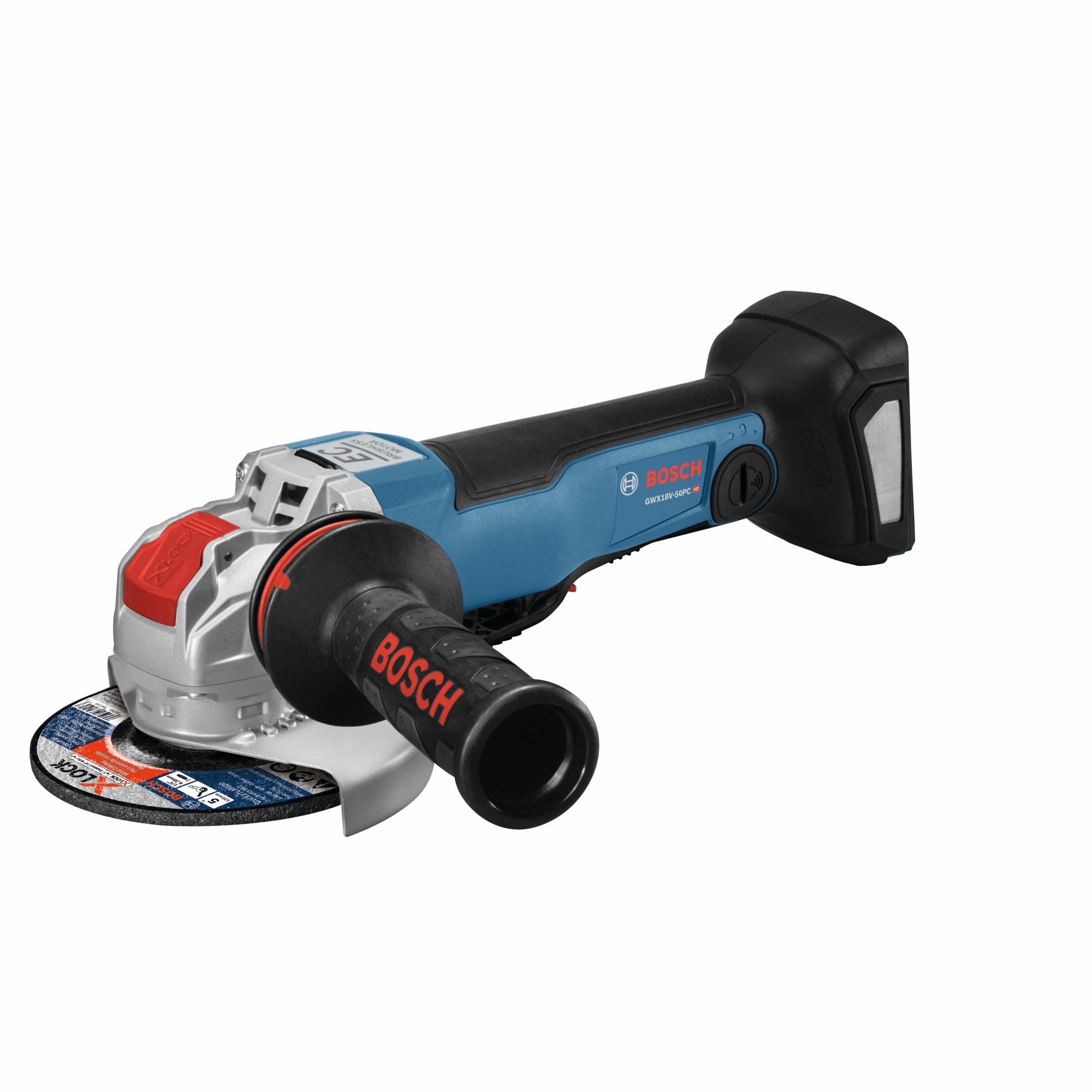 Bosch 18V X-LOCK EC Brushless Angle Grinder — 4.5in. to 5in., No Lock-On Paddle Switch, Bare Tool, Model# GWX18V-50PCN